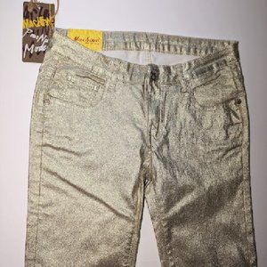Machine Pour Neuf Morde Nouvelle Mode Stretch Gold Jeans Pants size 9, 30" NWT